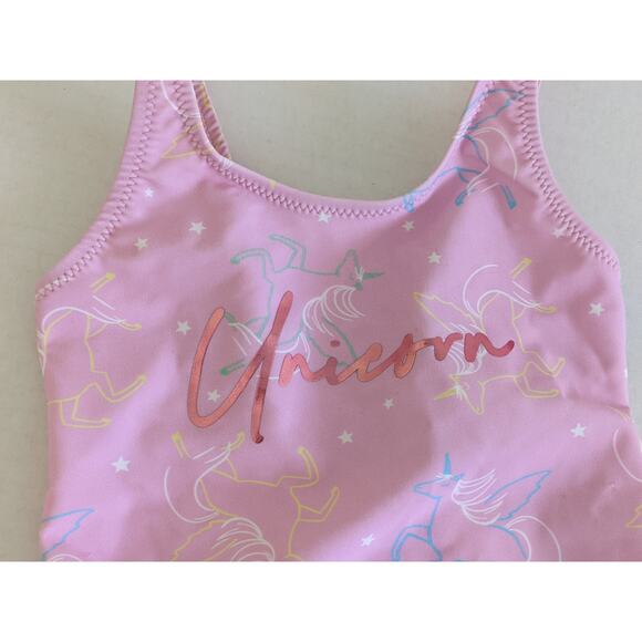 NWT Zara Girls Sz 12/24m Unicorn Foil Swimsuit One Piece Pink Pastel - Picture 2 of 4